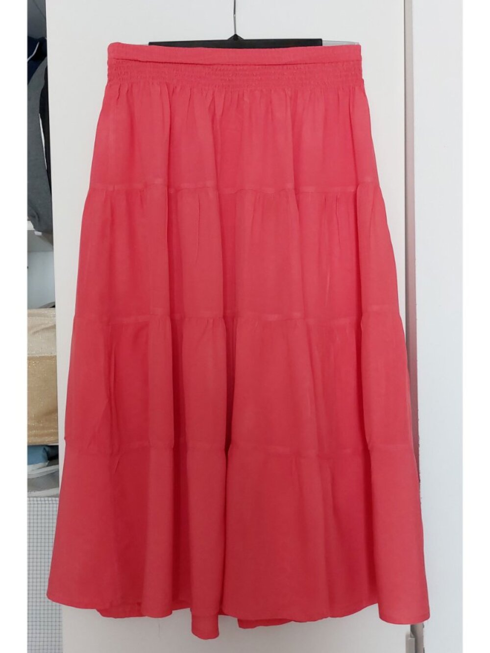 Coral Pink Tiered Summer Skirt Resort Festival